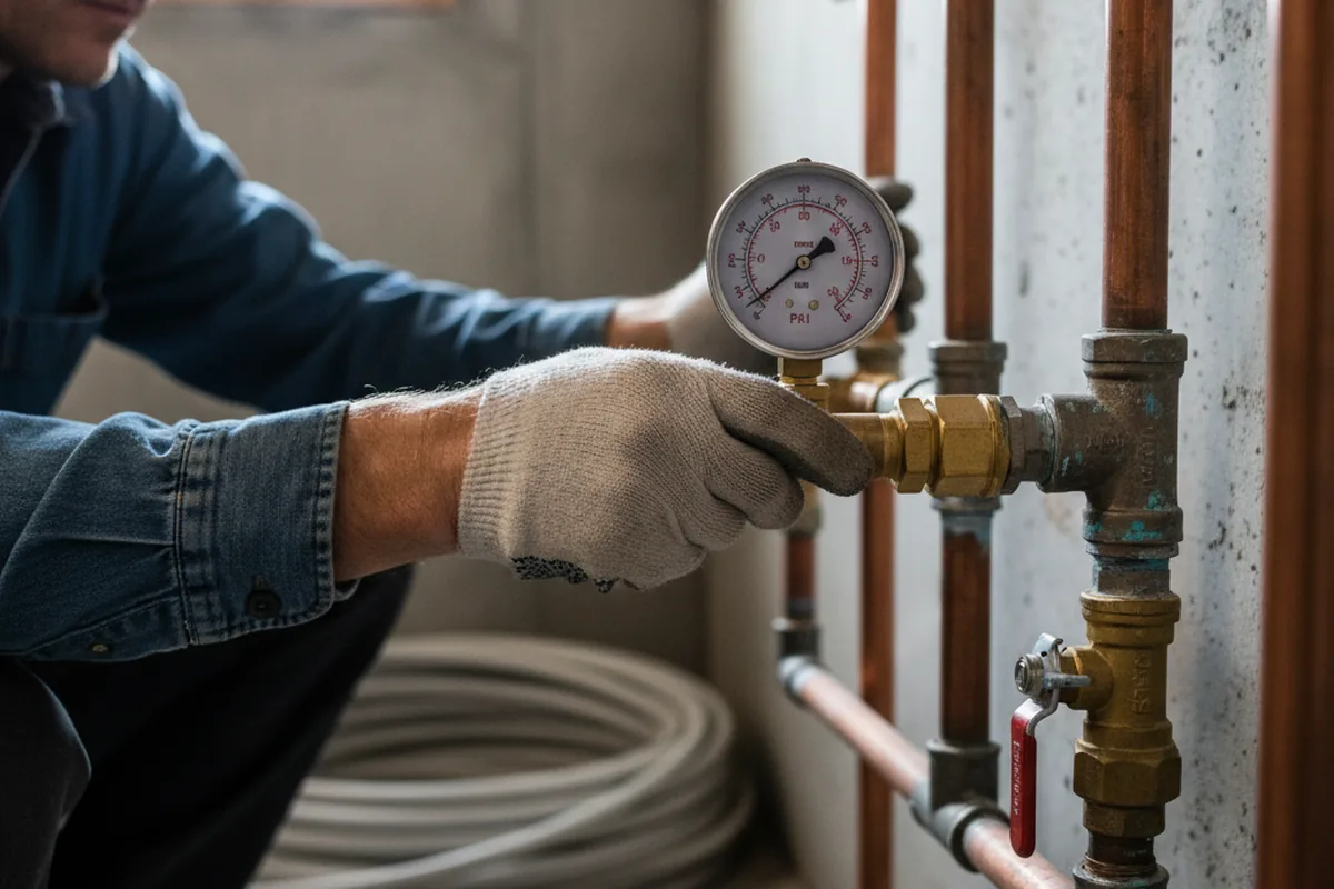 Pressure testing a repaired line during Water Line Repair in El Campo